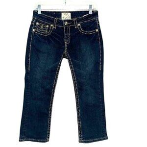 L.A. Idol USA Girls Dark Wash Denim Jeans Size 7 With Embellished Pockets & Cont